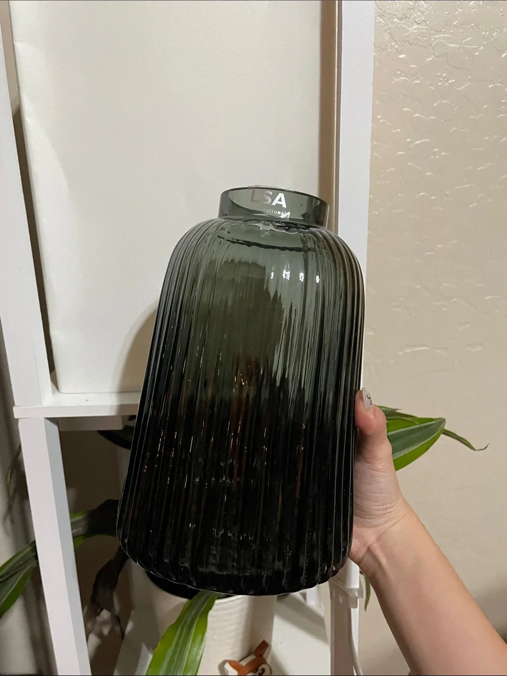 LSA International Grey Pleated Glass Vase